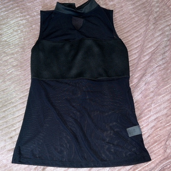 MIND CODE black mesh top with short turtle neck, size: SMALL NWOT. - Picture 4 of 17